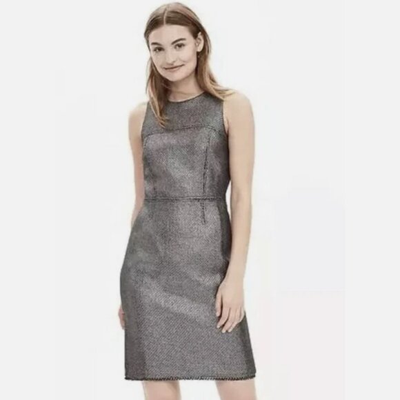 Banana Republic Metallic Tweed Sheath in Gunmetal Size 8 - Picture 1 of 3